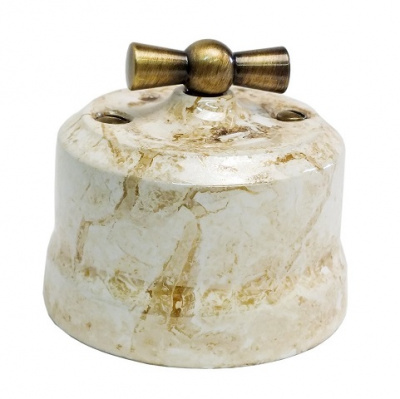 Ретро выключатель 1 контурный, керамика, мрамор, Verona (бронза)